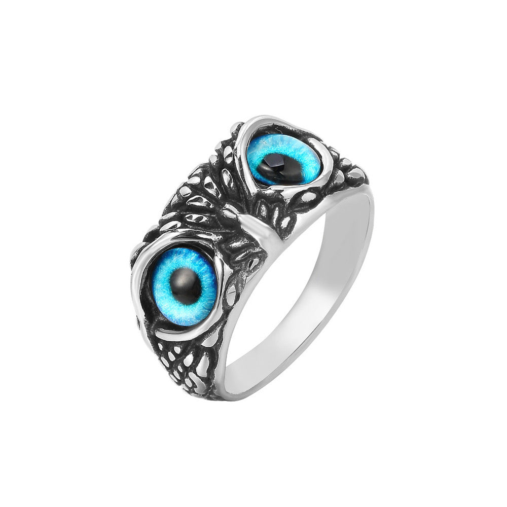 Personalized Retro Halloween Owl Titanium Steel Ring