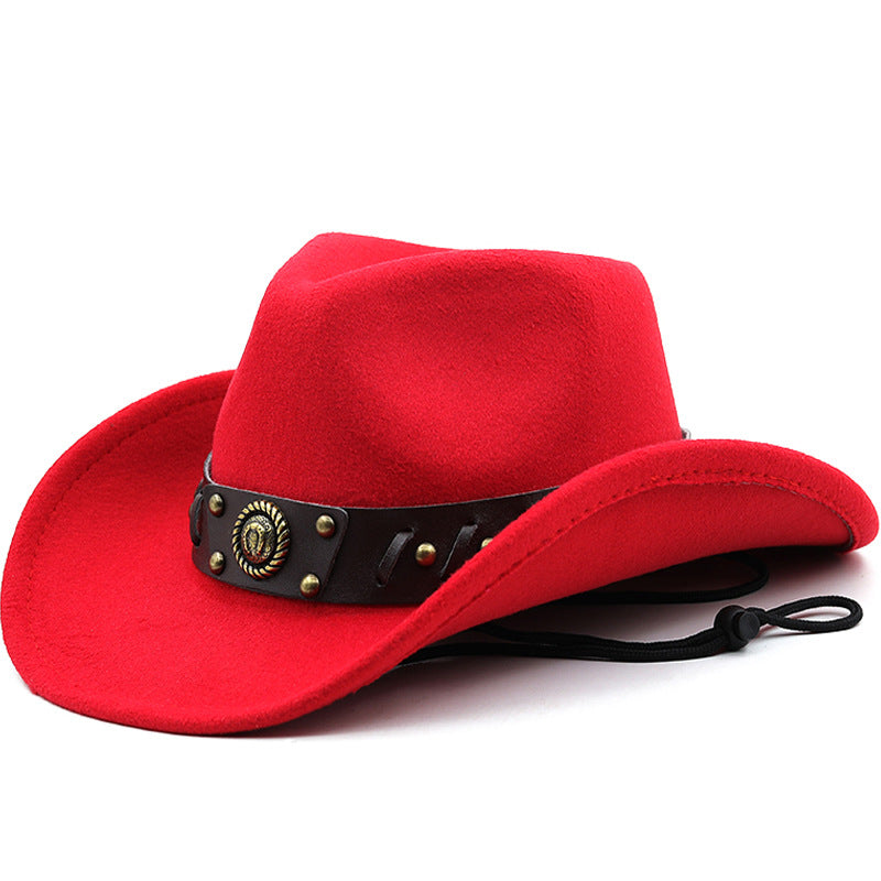 Western Cowboy Style Wool Jazz Top Hat - Vintage High Crown Gentleman Hat for Costume Party