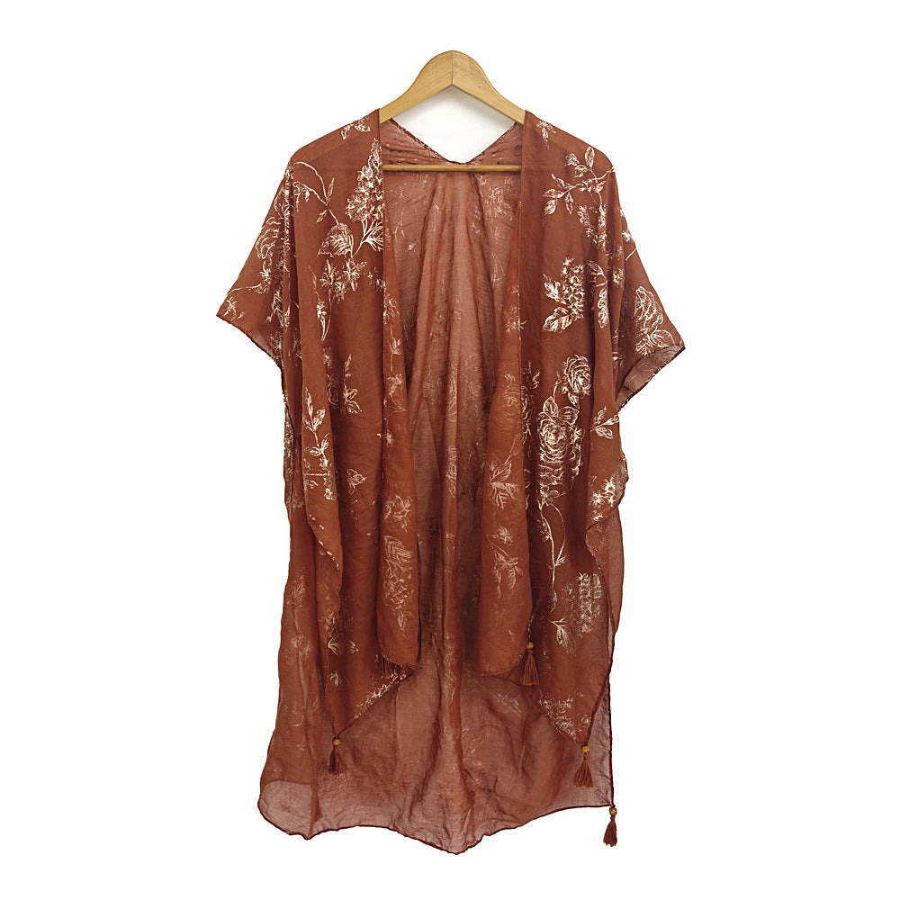 Gold-foil Tassel Shawl Women's Jacket