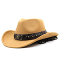 Western Cowboy Style Wool Jazz Top Hat - Vintage High Crown Gentleman Hat for Costume Party