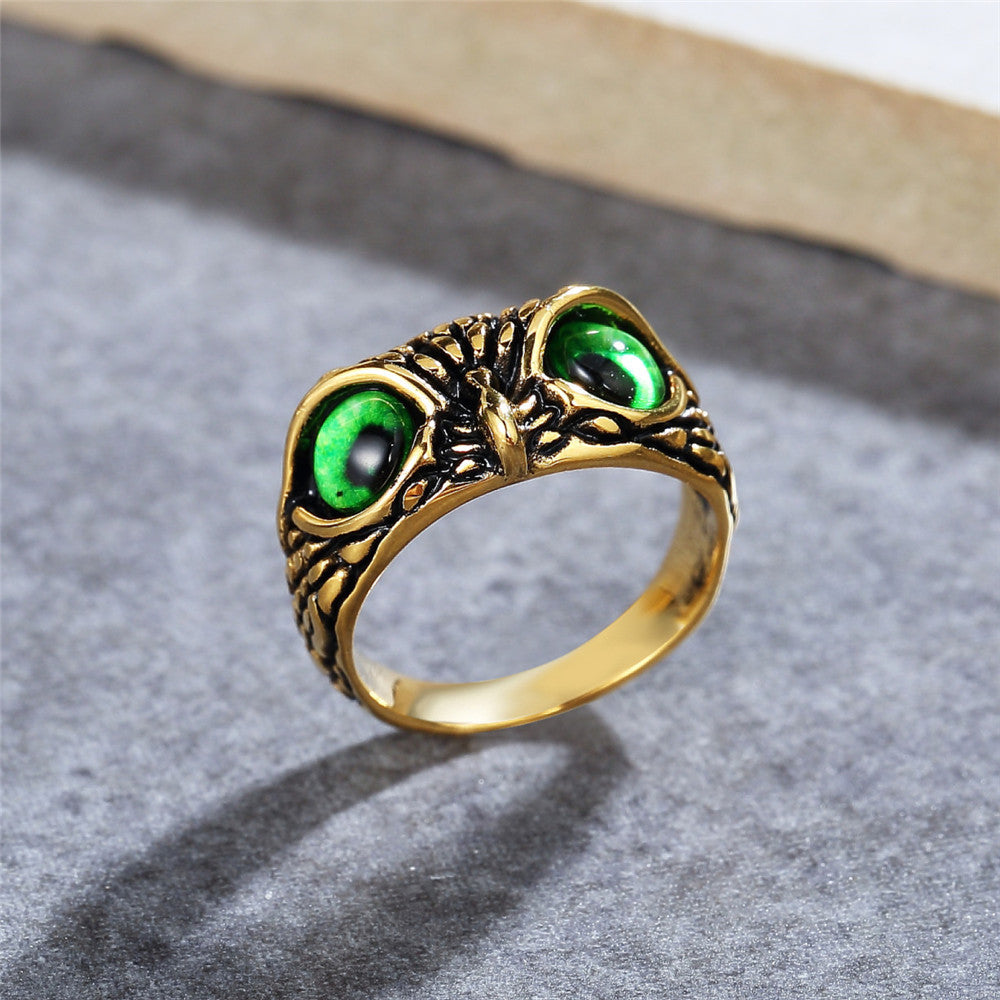 Personalized Retro Halloween Owl Titanium Steel Ring