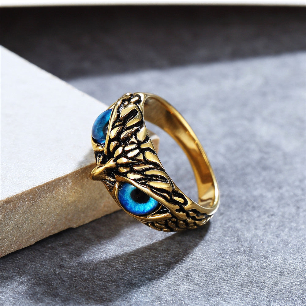 Personalized Retro Halloween Owl Titanium Steel Ring