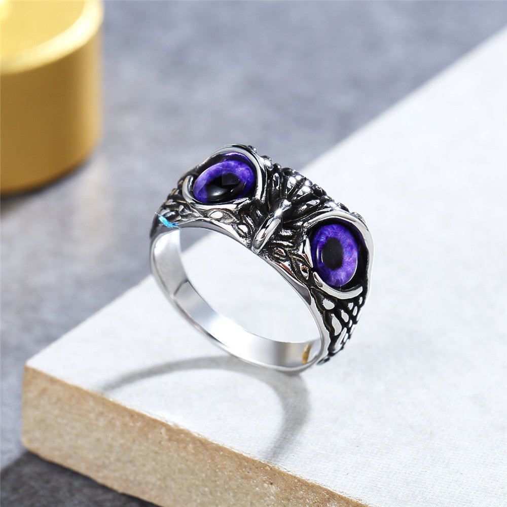 Personalized Retro Halloween Owl Titanium Steel Ring