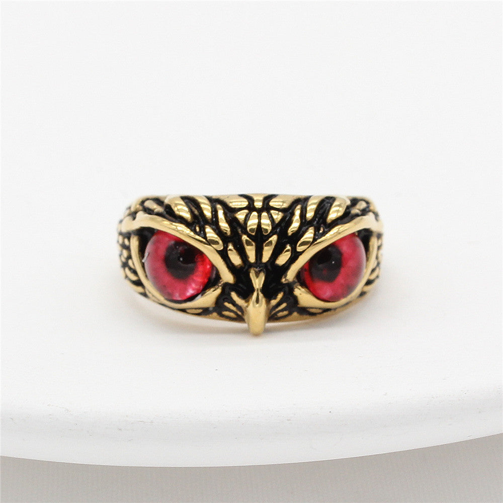 Personalized Retro Halloween Owl Titanium Steel Ring