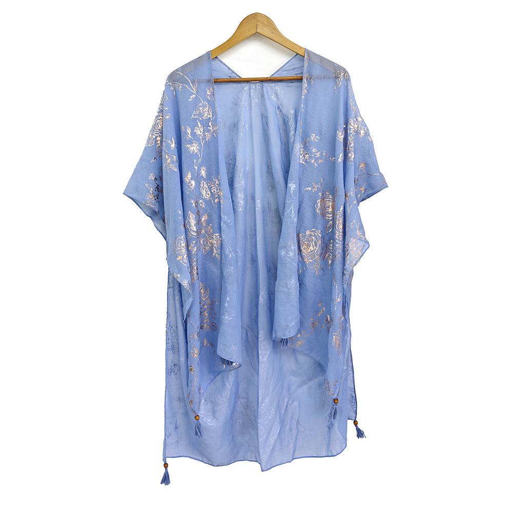Gold-foil Tassel Shawl Women's Jacket