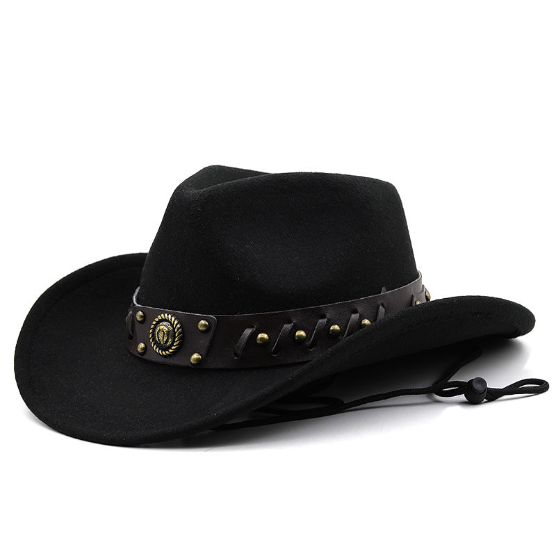 Western Cowboy Style Wool Jazz Top Hat - Vintage High Crown Gentleman Hat for Costume Party