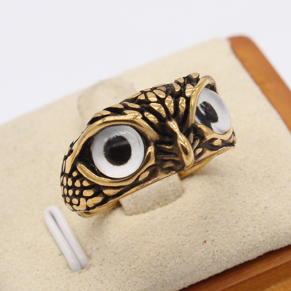 Personalized Retro Halloween Owl Titanium Steel Ring