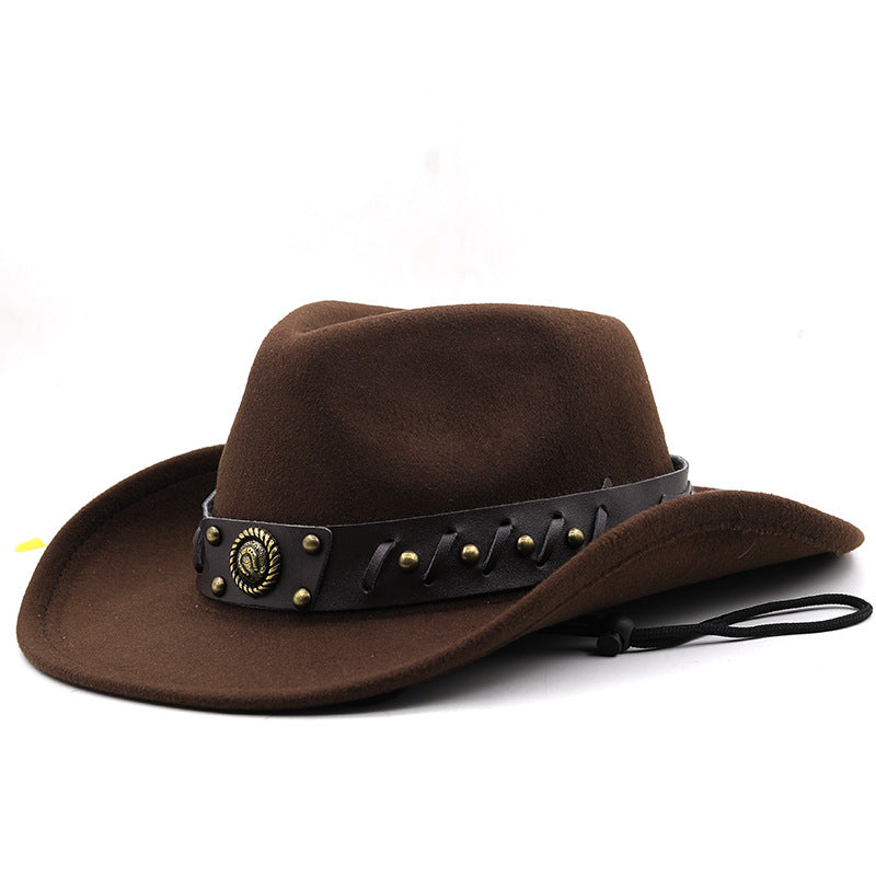 Western Cowboy Style Wool Jazz Top Hat - Vintage High Crown Gentleman Hat for Costume Party