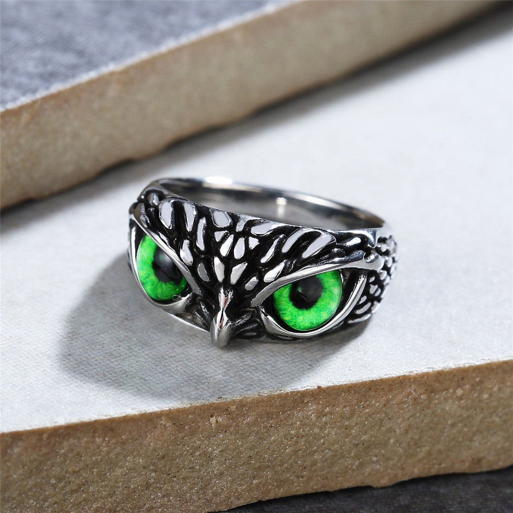 Personalized Retro Halloween Owl Titanium Steel Ring
