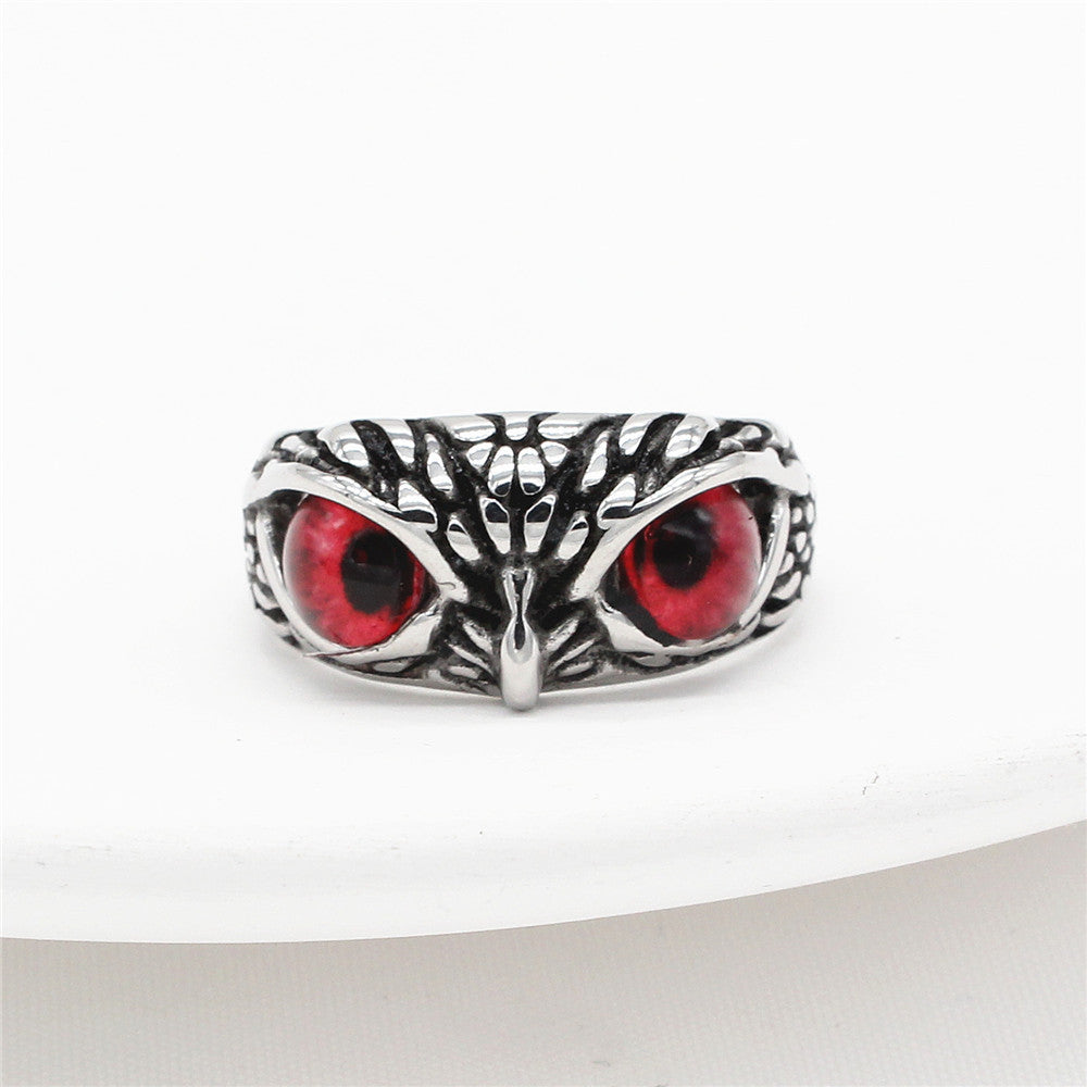 Personalized Retro Halloween Owl Titanium Steel Ring