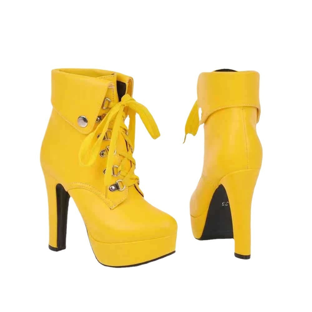 Womens Low-top Studded Height-increasing Dr Martens-style Boots With A Chunky Heel