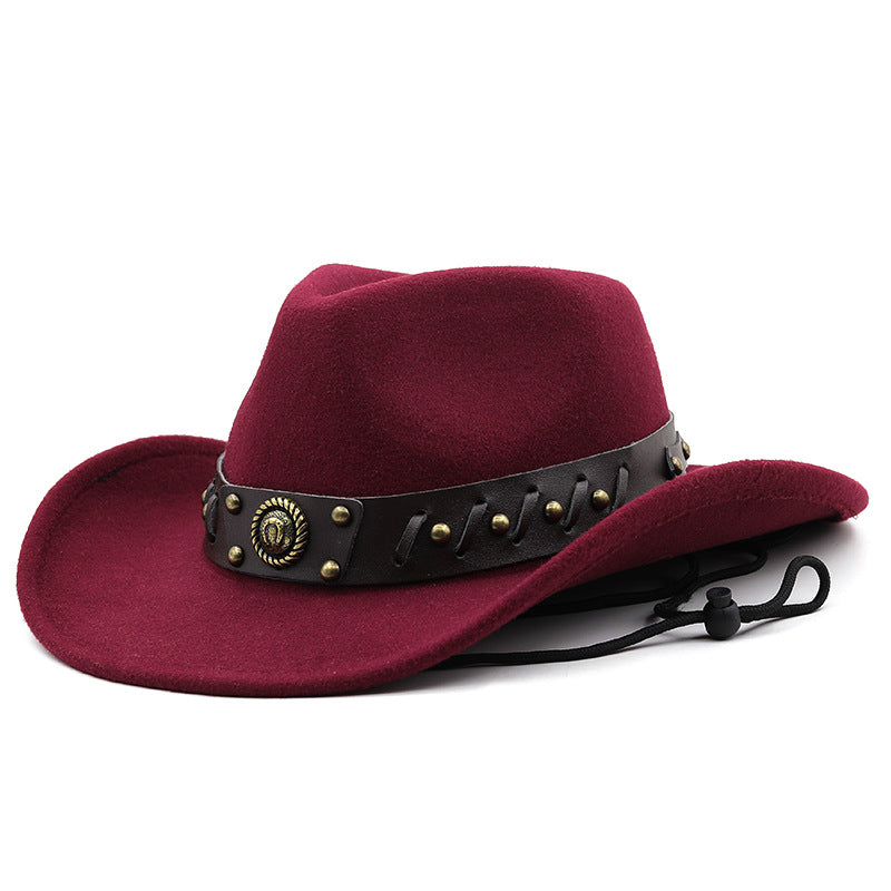 Western Cowboy Style Wool Jazz Top Hat - Vintage High Crown Gentleman Hat for Costume Party